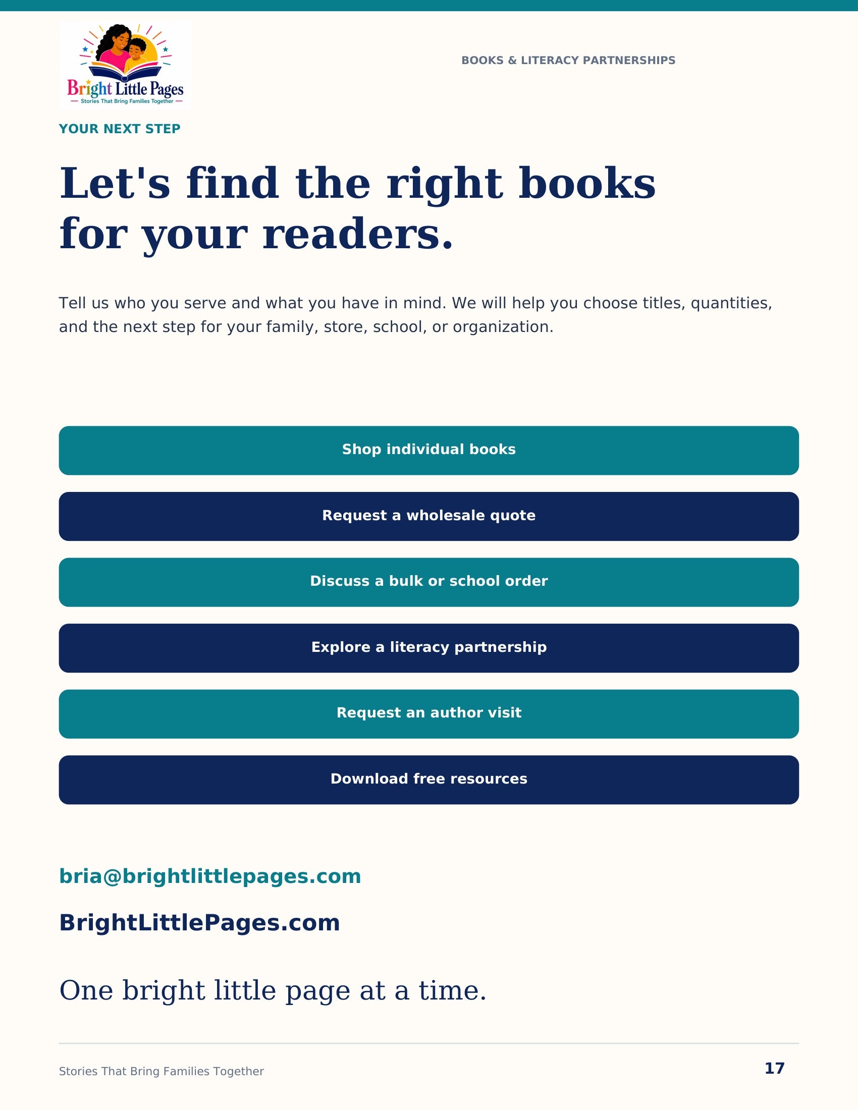 Bright Little Pages catalog, page 17 of 17