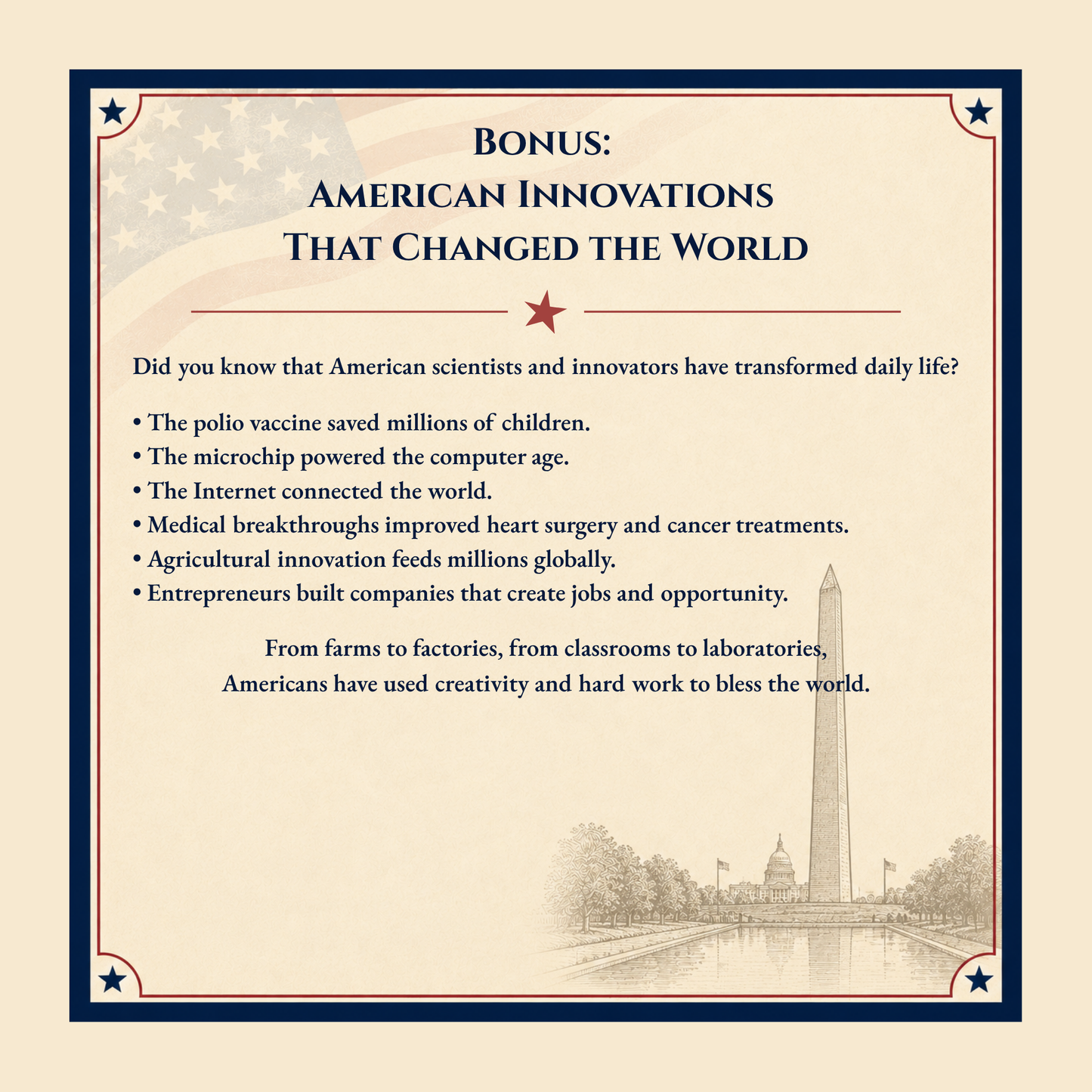 Interior page from America: 250 Years of Miracles