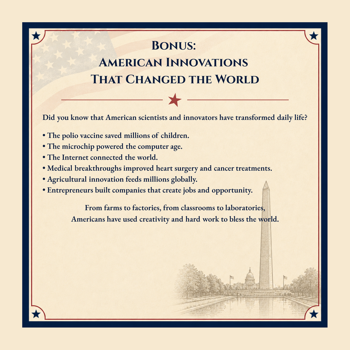 Interior page from America: 250 Years of Miracles